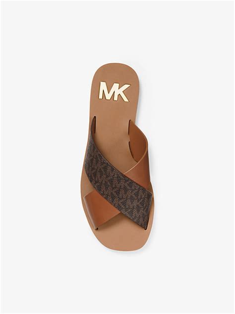 michael kors glenda leather slide sandal|Michael Kors white platform sandals.